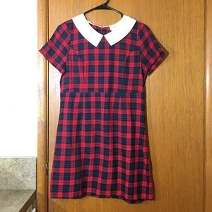 Urban Outfitter Peter Pan Collar Red Plaid Dress